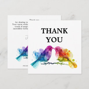🌈Thank you  LGBTQ+  Rainbow Lovebirds Thank You Card