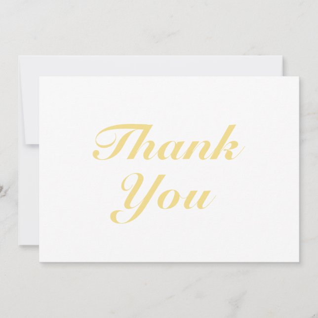 Thank You light gold elegant script note card (Front)