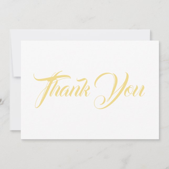 Thank You, light gold white elegant script card (Front)