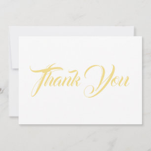 Thank You, light gold white elegant script card