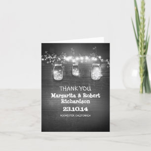 Thank You Lights Mason Jars Rustic Wedding Cards