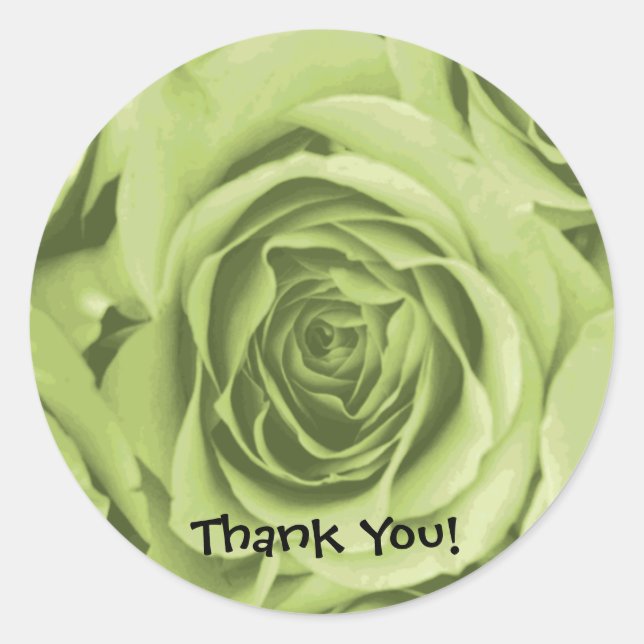 Thank You Lime Green Rose Sticker (Front)