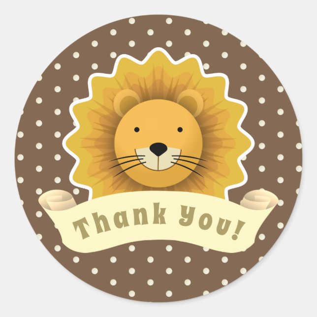 Thank you Lion Classic Round Sticker (Front)