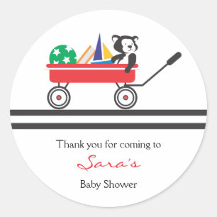 Thank you Little Red Wagon Baby Shower Sticker