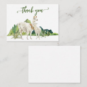 Thank you Llama Alpaca Baby Shower Watercolor Card