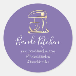 Thank You Logo Kitchen Cooking Bakery Gold Purple Classic Round Sticker