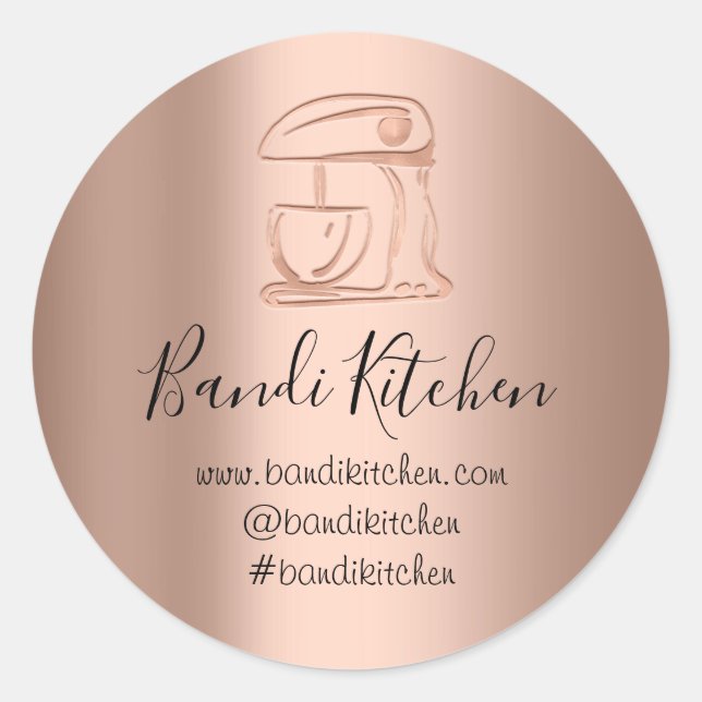 Thank You Logo Kitchen Cooking Bakery Gold Rose Classic Round Sticker (Front)