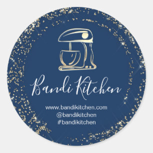 Thank You Logo Kitchen Cooking Chef Bakery Blue Classic Round Sticker