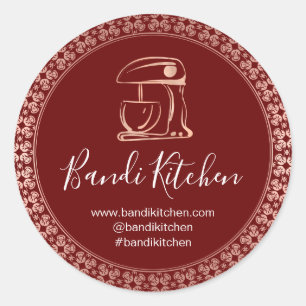 Thank You Logo Kitchen Cooking Chef Bakery Burgund Classic Round Sticker