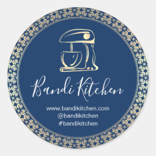 Thank You Logo Kitchen Cooking Chef Bakery Navy Classic Round Sticker