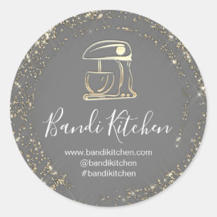 Thank You Logo Kitchen Cooking Chef Bakery Silver Classic Round Sticker