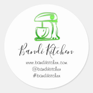 Thank You Logo Kitchen Cooking Mixer Green White Classic Round Sticker