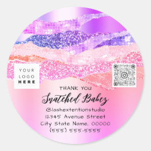 Thank You Logo QR Code Pink Online Shop Pink Classic Round Sticker