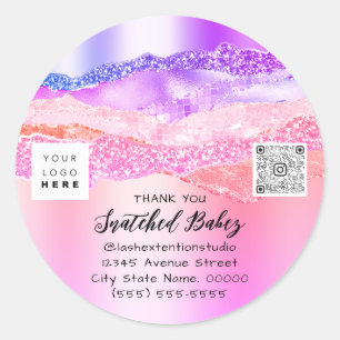 Thank You Logo QR Code Pink Online Shop Strokes Classic Round Sticker