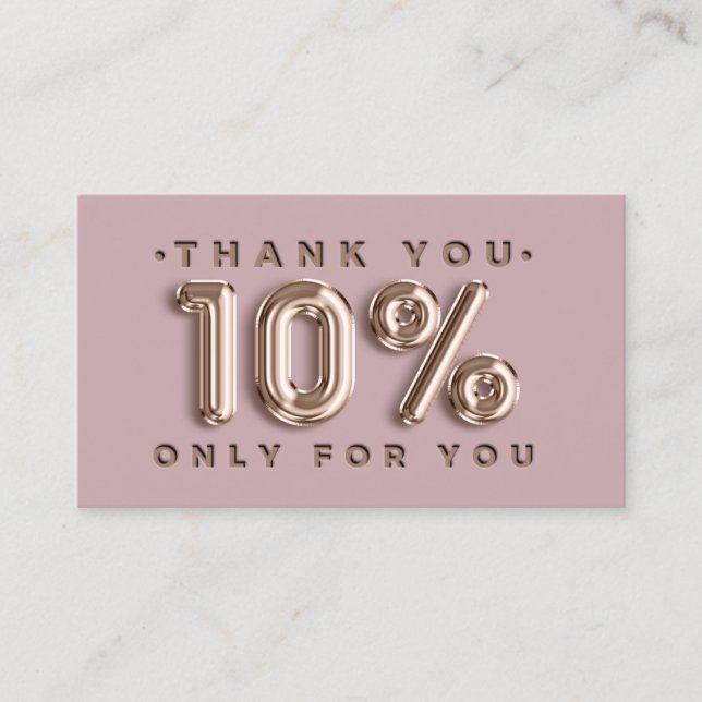Thank You Logo QRCODE 10%OFF Discount Code Gold Business Card (Front)