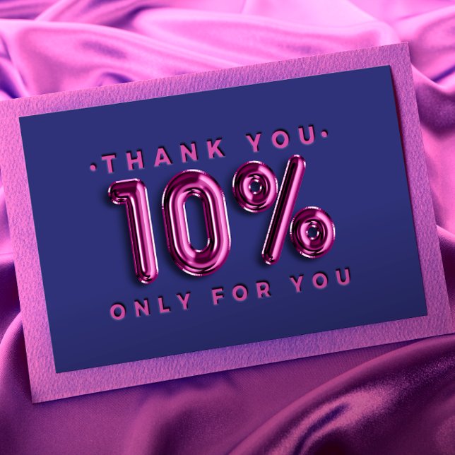 Thank You Logo QRCODE 10%OFF Discount Pink Navy Business Card (Creator Uploaded)