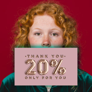 Thank You Logo QRCODE 20%OFF Discount Code Gold Business Card