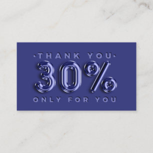 Thank You Logo QRCODE 30%OFF Discount Code Navy Business Card