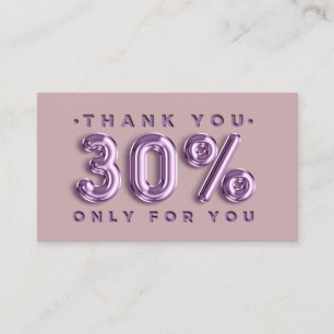 Thank You Logo QRCODE 30%OFF Discount Lavender Business Card