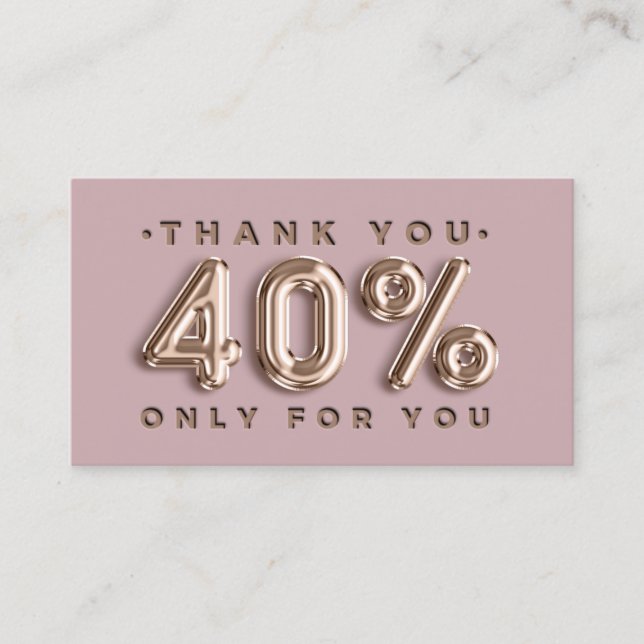Thank You Logo QRCODE 40%OFF Discount Code Gold Business Card (Front)