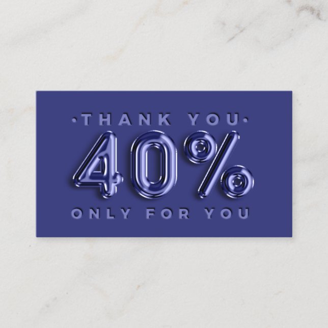 Thank You Logo QRCODE 40%OFF Discount Code Navy Business Card (Front)