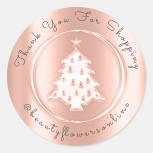 Thank You Logo Rose Christmas Tree Merry Season Classic Round Sticker