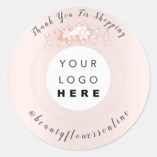 Thank You Logo Rose Small Business IG Floral Wreat Classic Round Sticker