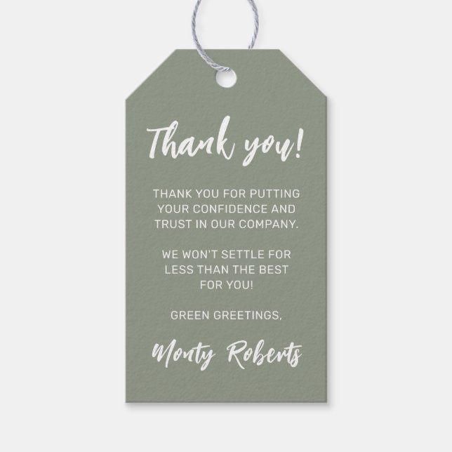 Thank You Logo with Initials | Business Gift Tag (Front)