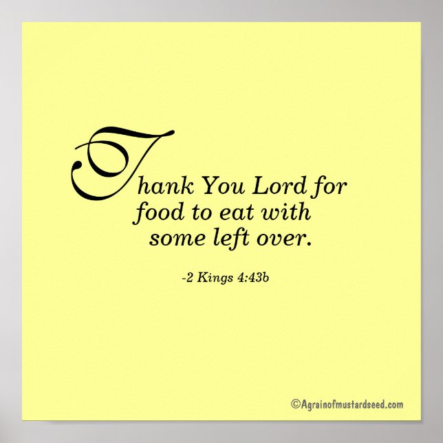 Thank You Lord for food to eat Bible Quotes Poster (Front)
