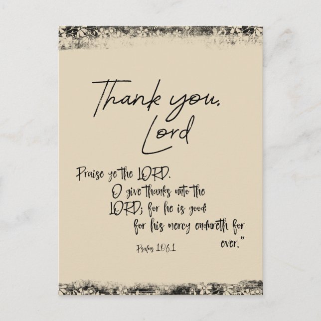 Thank you Lord with Psalms Bible Verse Postcard (Front)