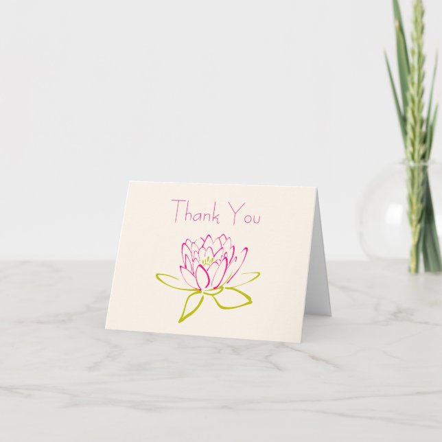 Thank You - Lotus Flower / Water Lily Illustration Card (Front)
