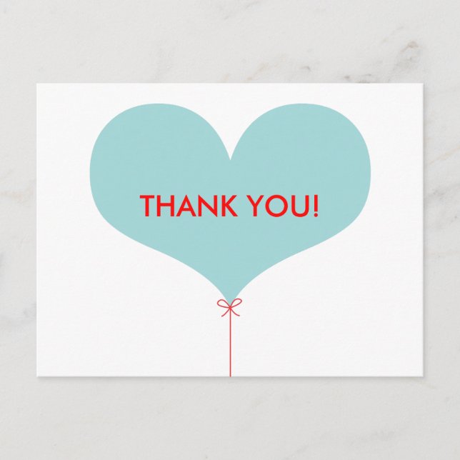 Thank You Love Balloon Postcard (Front)
