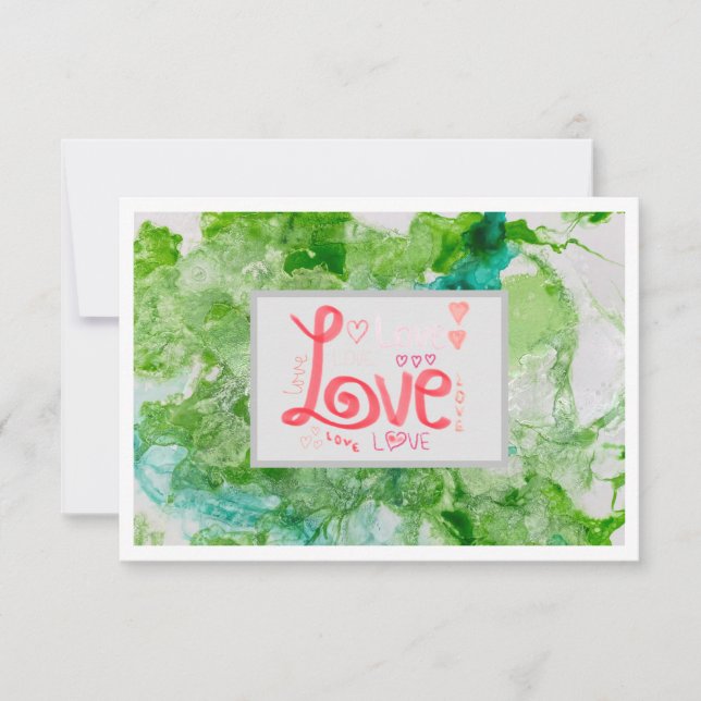 Thank You Love Notecard 3.5" x 5" - Green (Front)