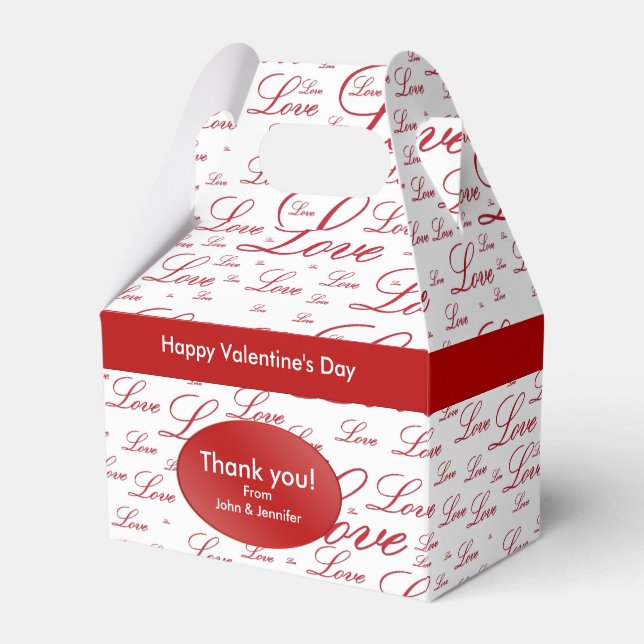 Thank You - "Love" Red Valentine's Typography Favour Box (Front Side)
