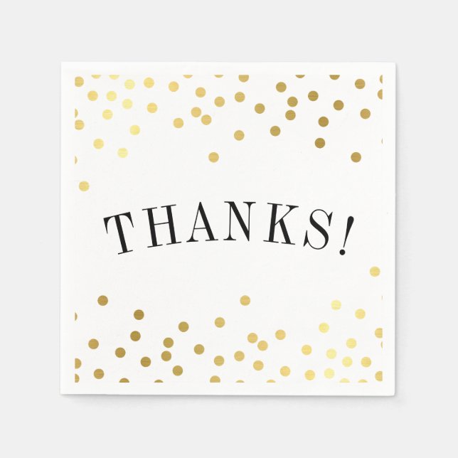 THANK YOU luxe stylish gold confetti spots thanks Napkin (Front)