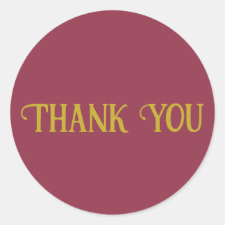 Thank You Luxurious Red Solid Colour Plain Classic Round Sticker