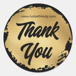 Thank You Luxury Black Gold Foil Modern Custom Classic Round Sticker