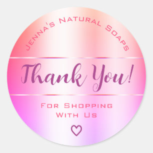 Thank You Luxury Rainbow Pink Ombre Gradient Classic Round Sticker