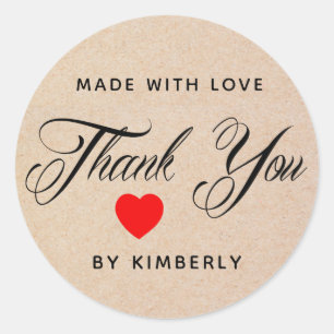 Thank You Made with Love Classic Round Sticker