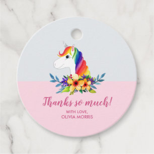 "Thank You" Magical Unicorn Girls Baby Shower Favour Tags