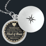 Thank You Maid of Honour Locket Necklace<br><div class="desc">This unique thank you message with a heart is a perfect way to thank your maid of honour for helping to make your wedding special.</div>