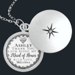 Thank You Maid of Honour Locket Necklace<br><div class="desc">This unique thank you message with a heart is a perfect way to thank your maid of honour for helping to make your wedding special.</div>