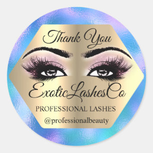 Thank YOU  Makeup Artist  Eyes Blue Pink Classic Round Sticker