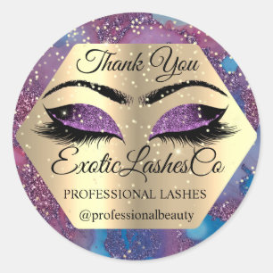 Thank YOU Makeup Artist Eyes Blue Purple Classic Round Sticker