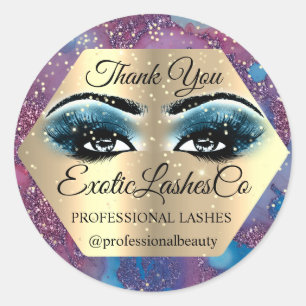 Thank YOU  Makeup Artist  Eyes Blue Rose Classic Round Sticker