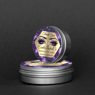 Thank YOU  Makeup Artist  Purple Rose Eyelashes Classic Round Sticker