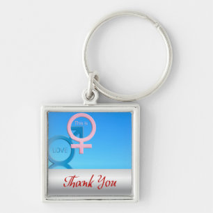 Thank you male female symbols key ring