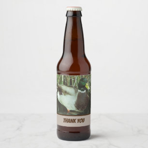 Thank You Mallard Duck Photo Nature Lake Bird Beer Bottle Label