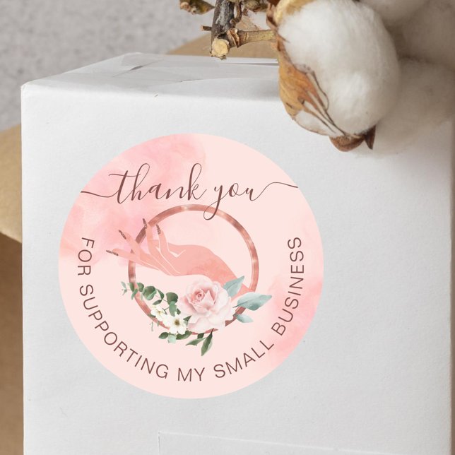Thank You Manicure Hand Nail Salon Small Business Classic Round Sticker (Thank You Manicure Hand Nail Salon Small Business Classic Round Sticker)
