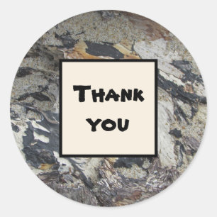 Thank You Marbled Driftwood Nature Appreciation Classic Round Sticker